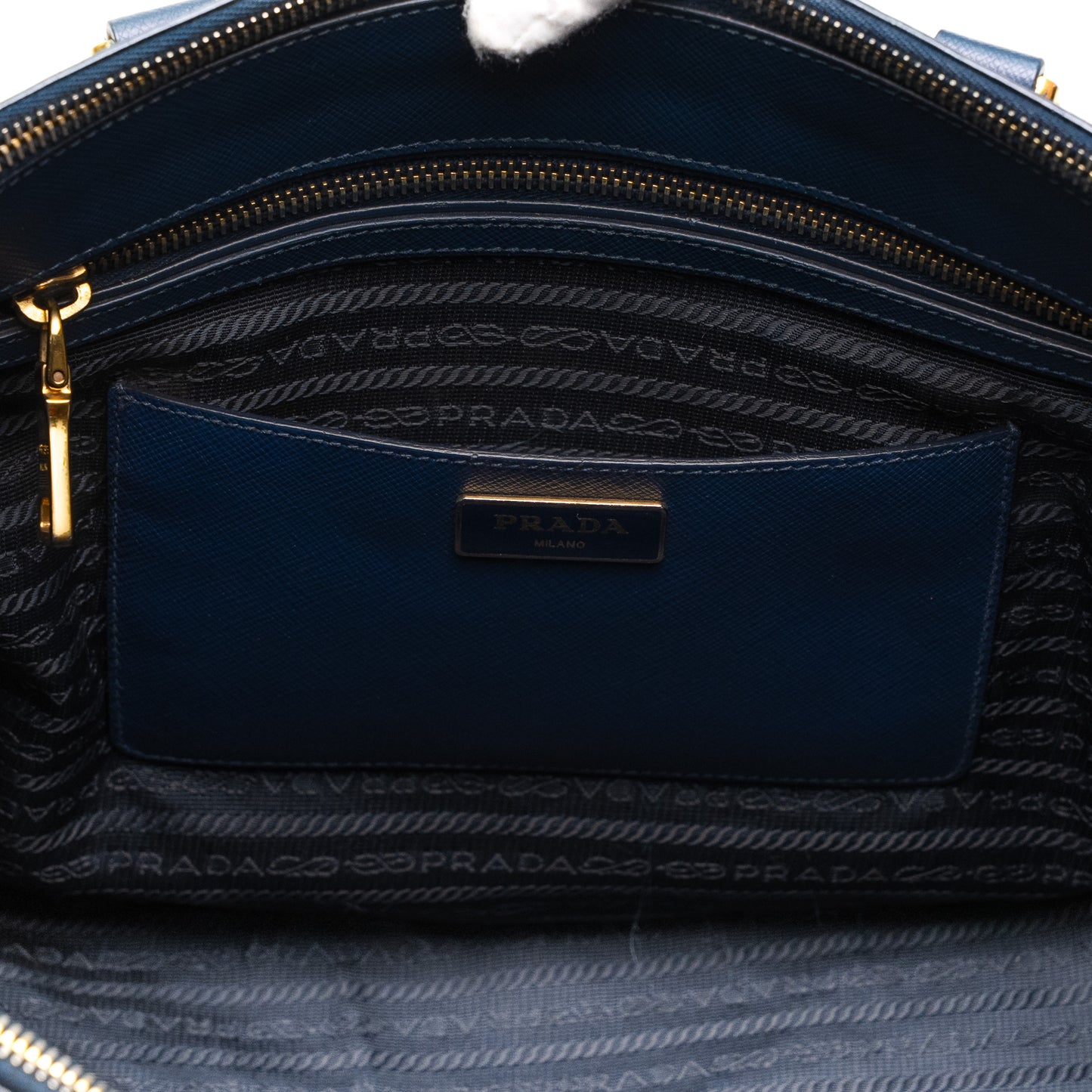 Prada Saffiano Blue Leather Tote Bag
