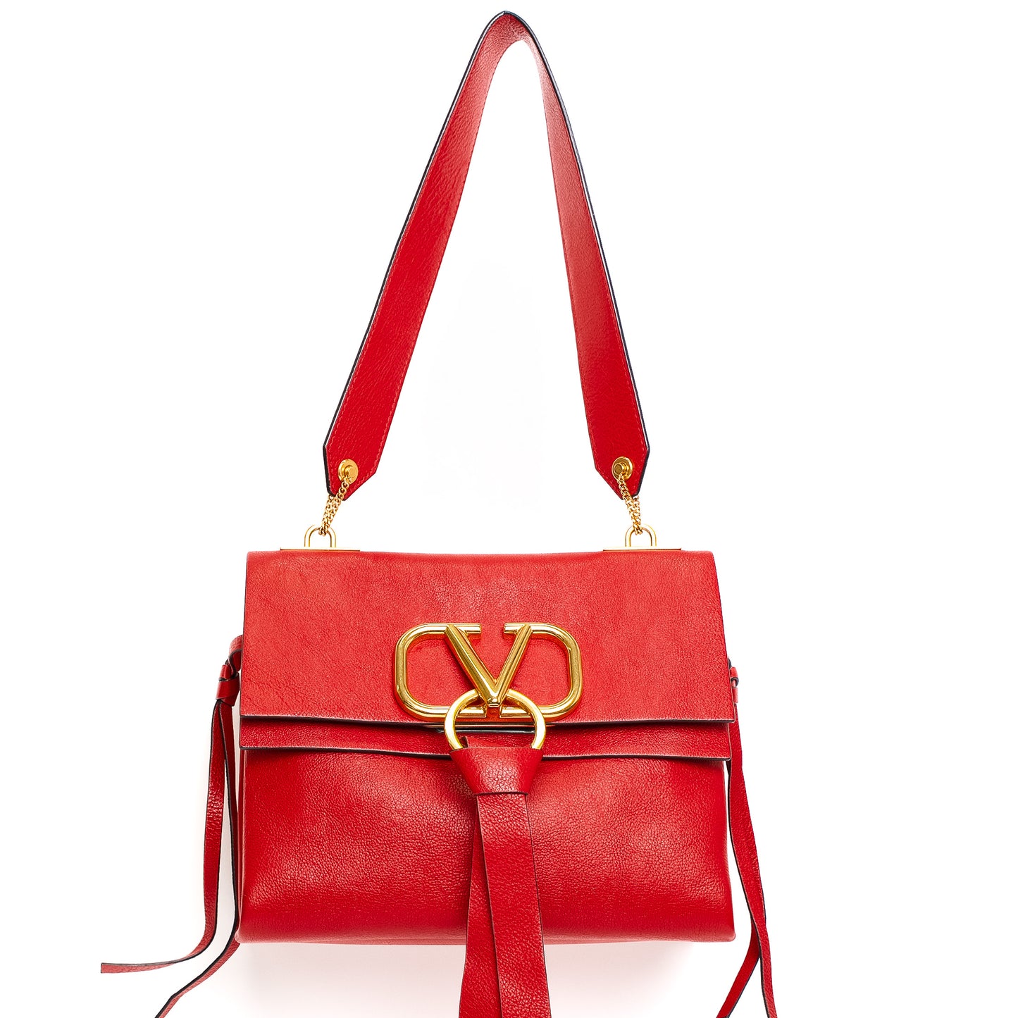 Valentino VRing Red Calfskin Shoulder Bag