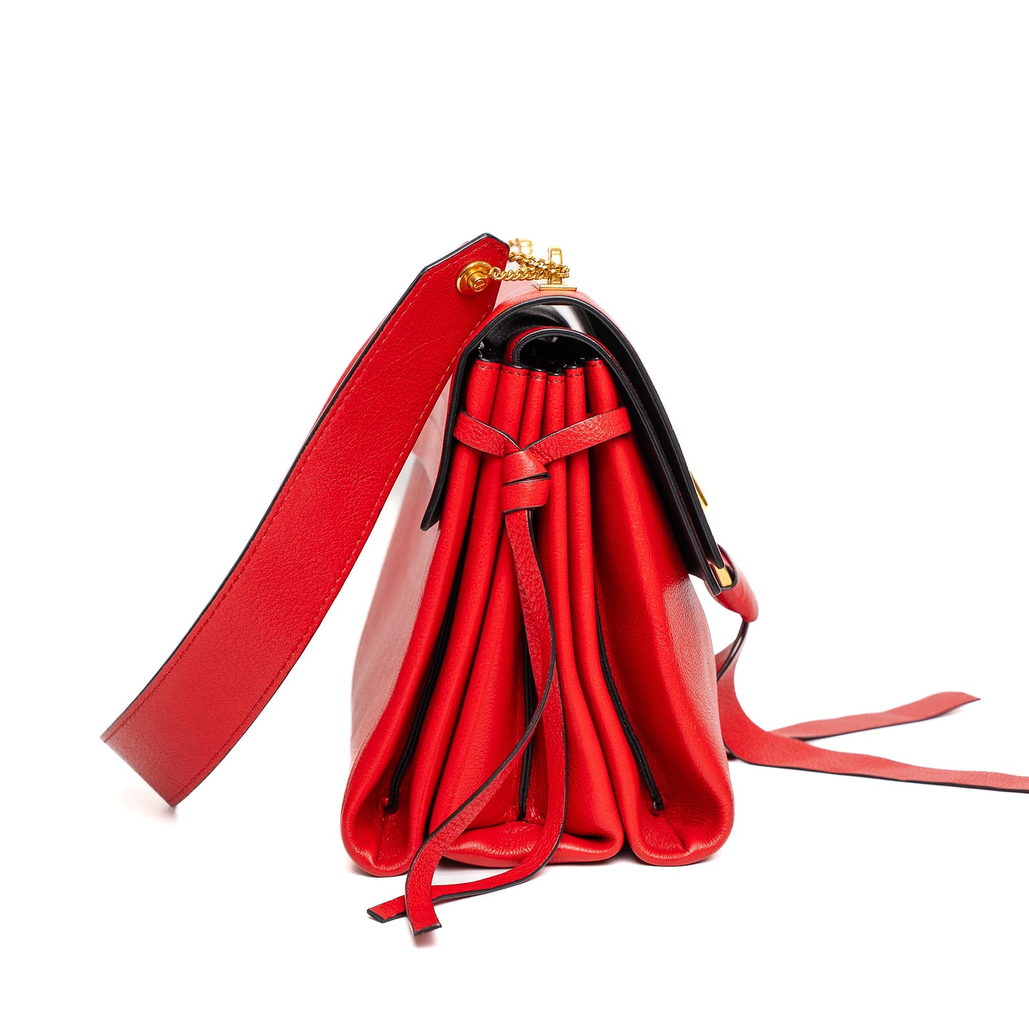 Valentino VRing Red Calfskin Shoulder Bag