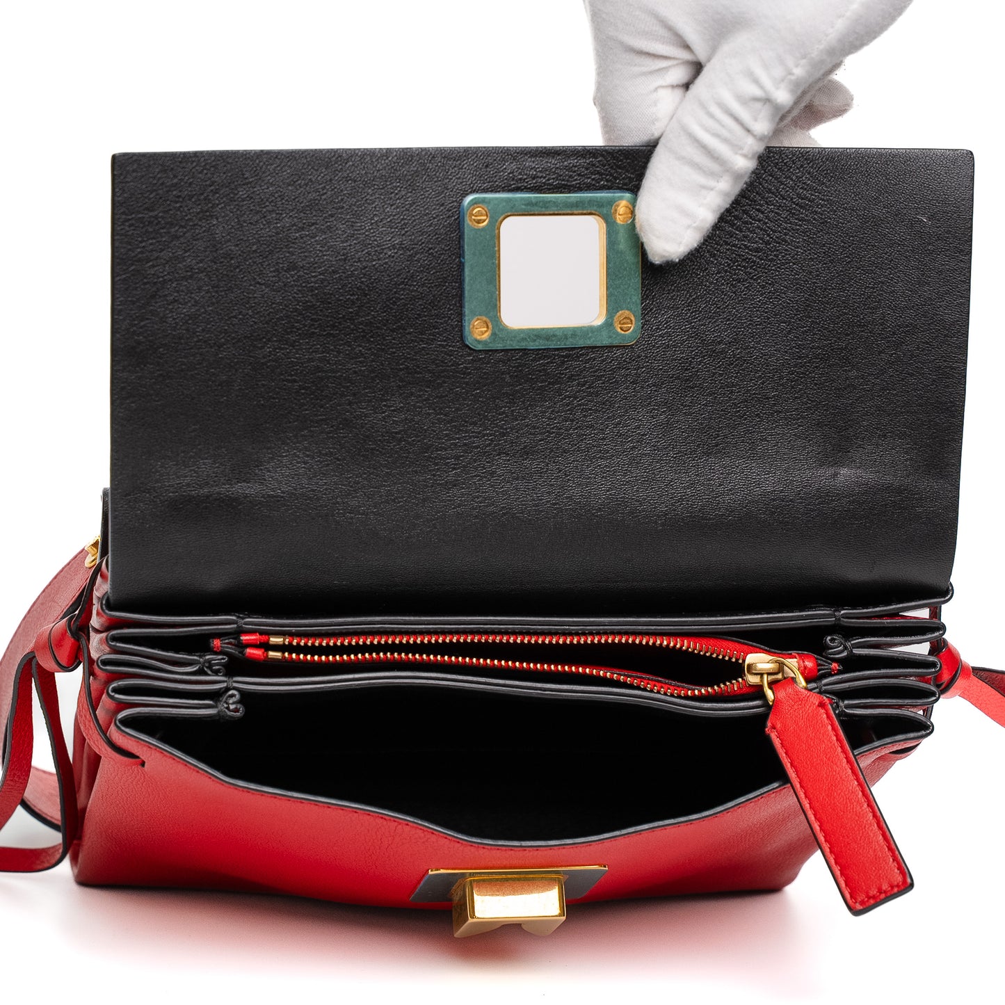 Valentino VRing Red Calfskin Shoulder Bag