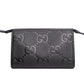 Gucci Jumbo GG Black Leather Zip Clutch Pouch Set