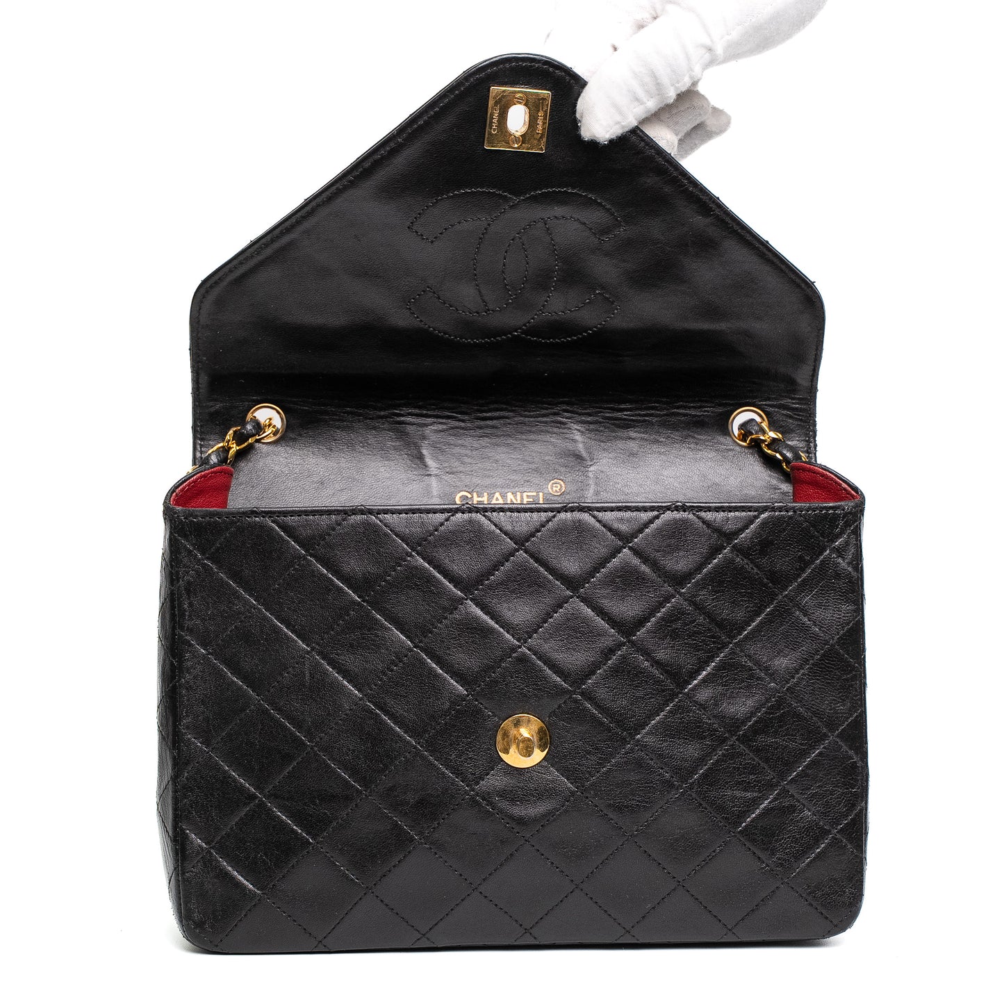 Chanel Envelope Flap Black Lambskin Shoulder Bag