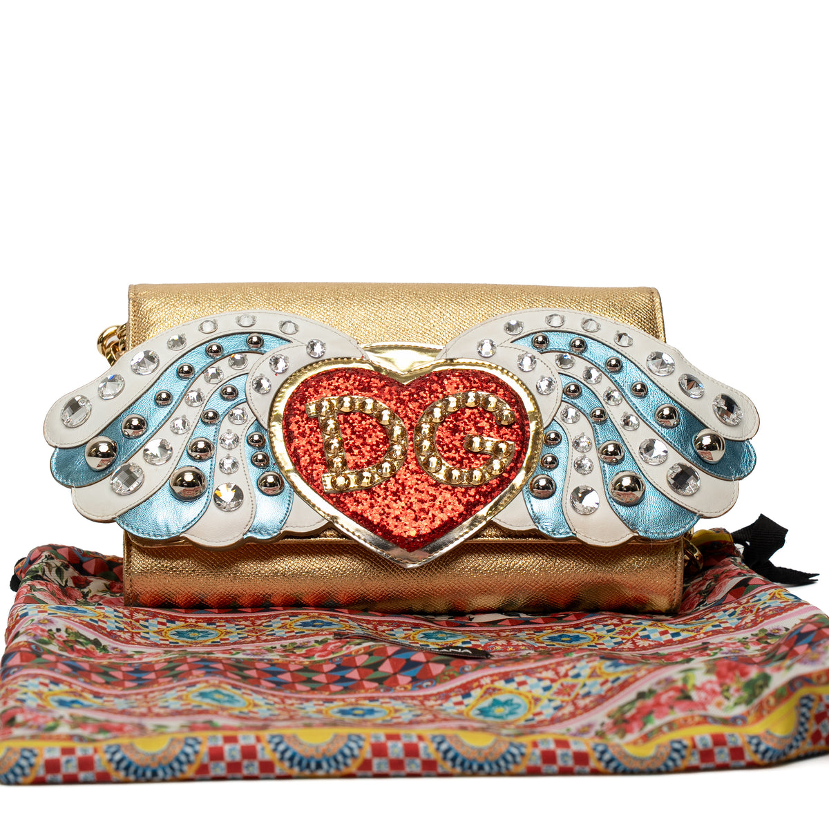Dolce & Gabbana Gold DG Angel Chain Clutch