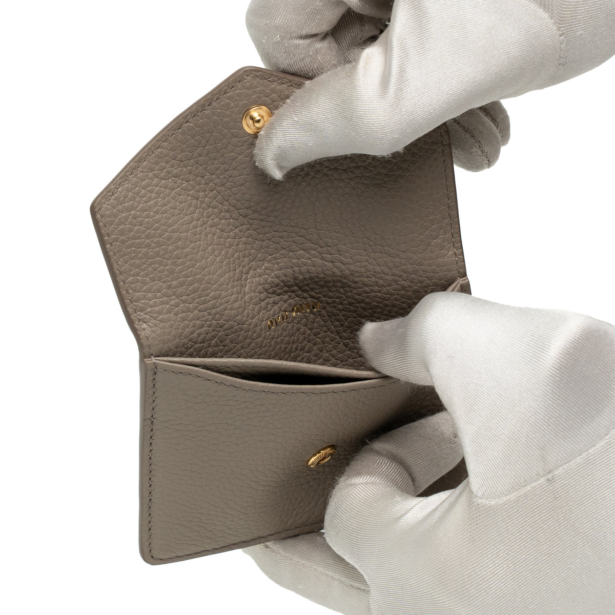 Miu Miu Vitello Daino Argilla Trifold Wallet