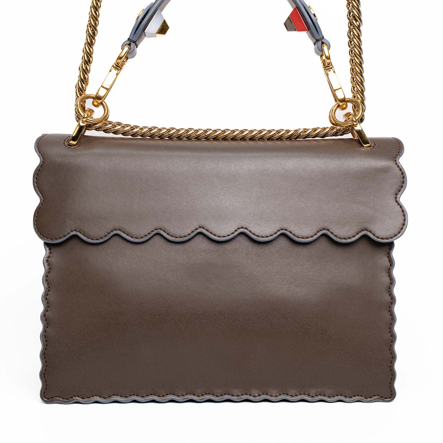 Fendi Kan I Grey Leather Shoulder Bag