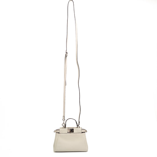 Fendi Micro Peekaboo White Leather Satchel