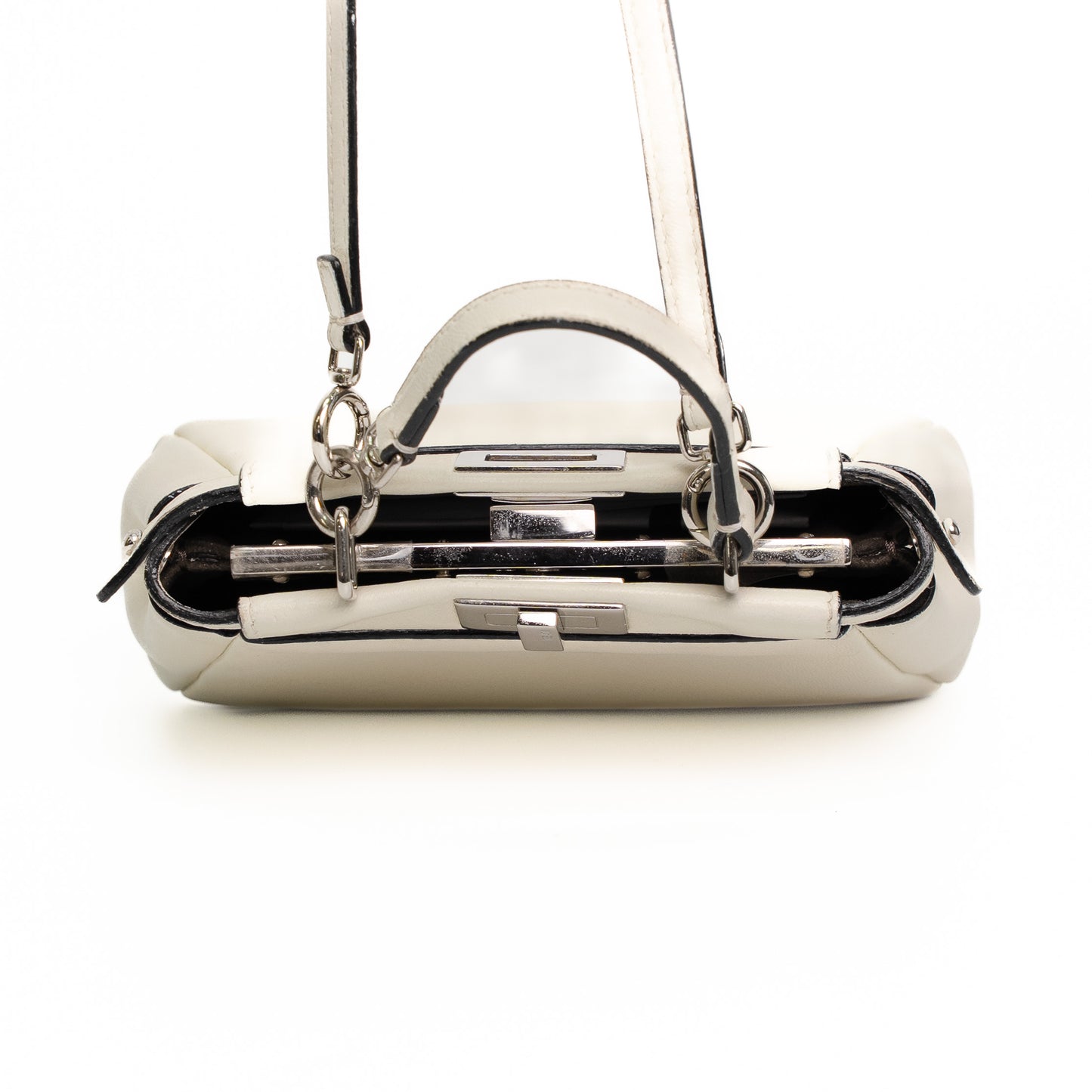 Fendi Micro Peekaboo White Leather Satchel