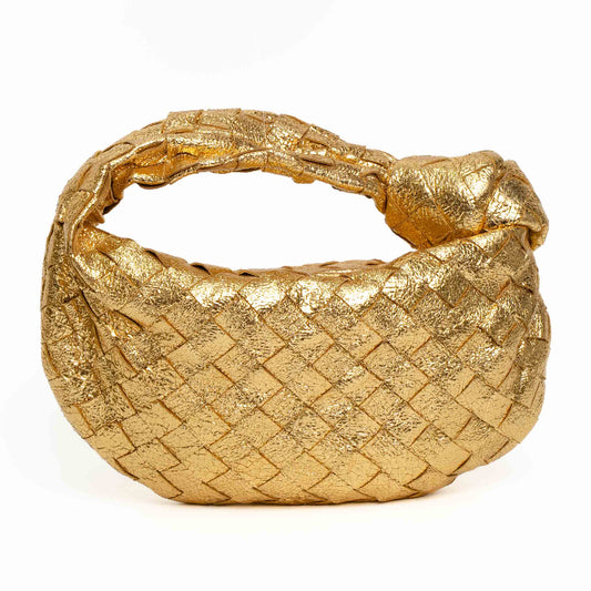 Bottega Veneta Gold Intrecciato Mini Handle Bag