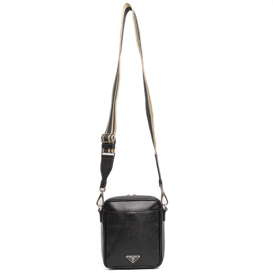 Prada Saffiano Black Leather Crossbody Bag