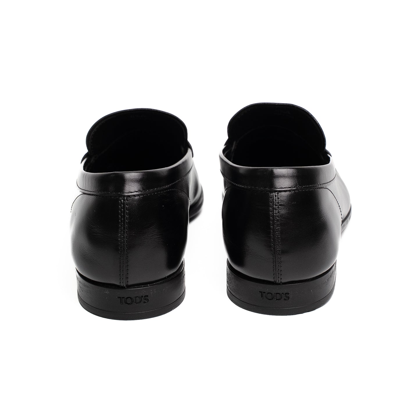 Tod's Black Leather Metal Detail Loafers