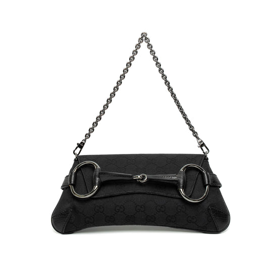 Gucci GG Canvas Horsebit Chain Shoulder Bag