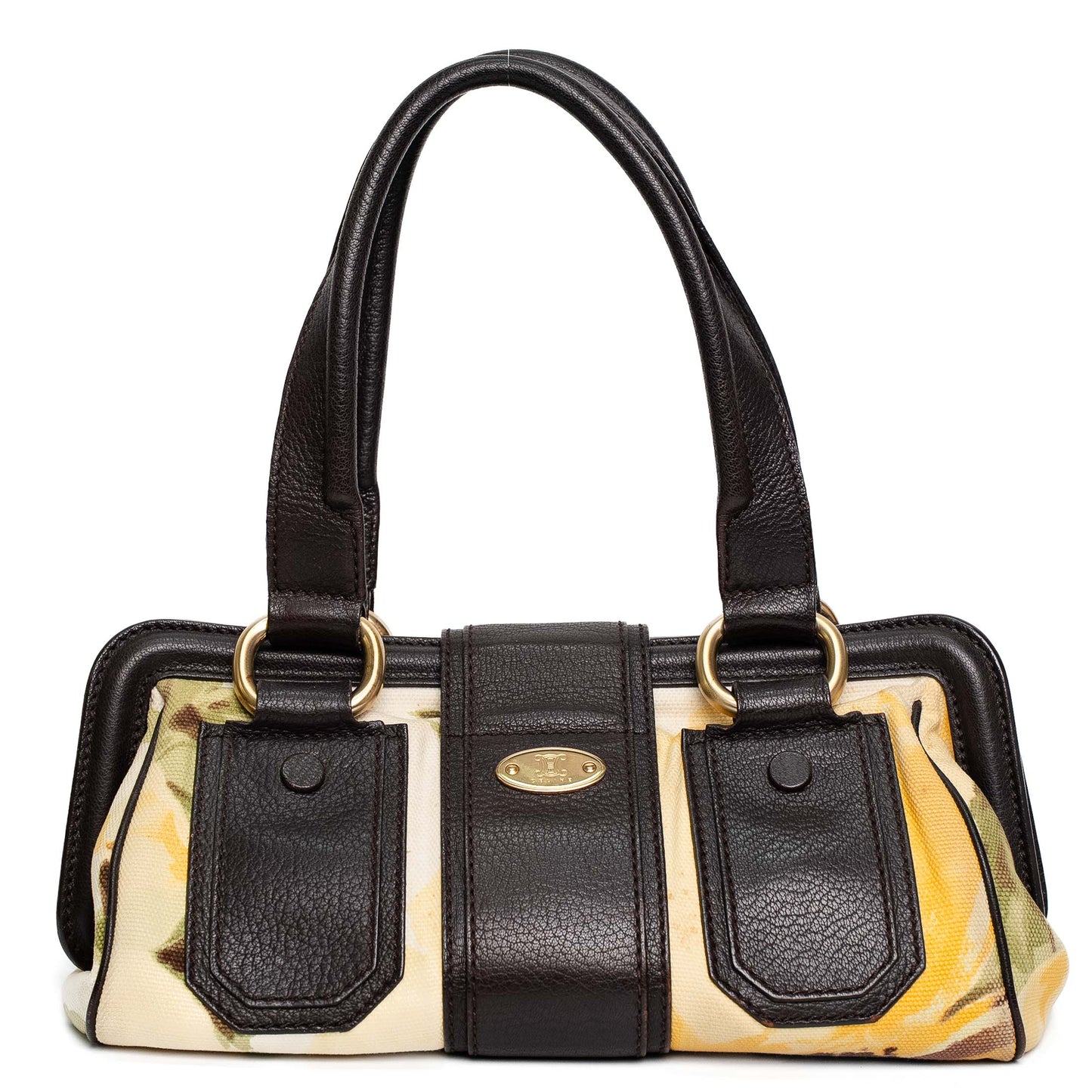 Celine Floral Canvas Leather Handbag