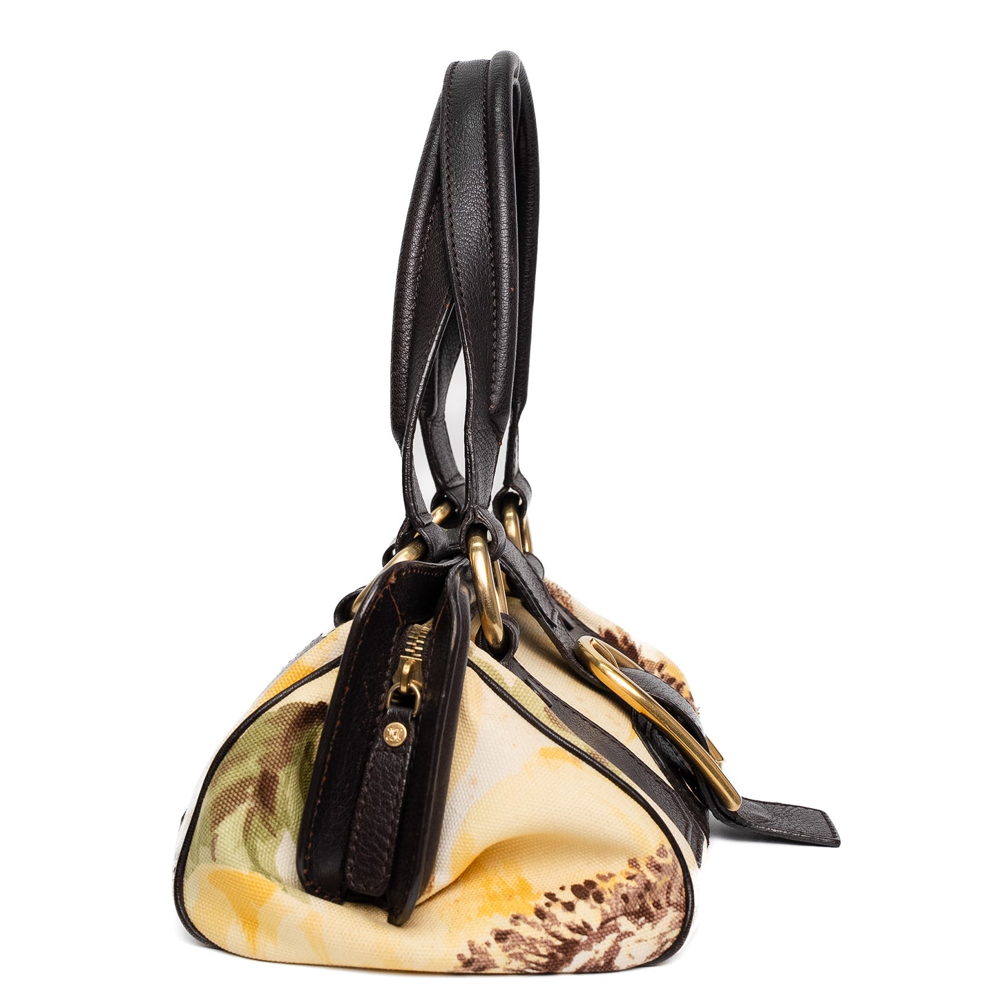 Celine Floral Canvas Leather Handbag