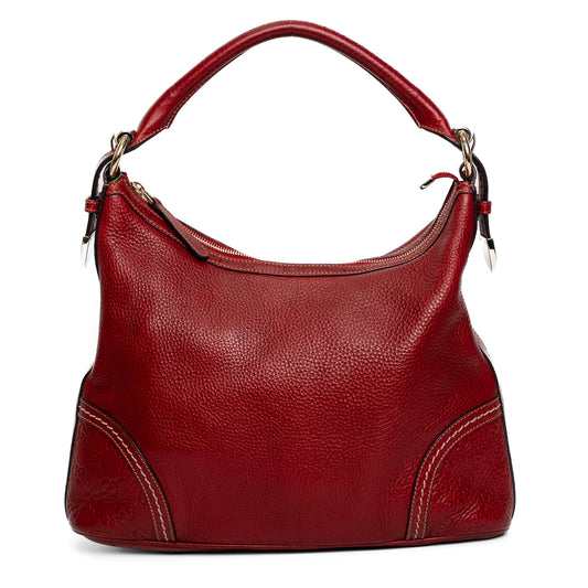 Gucci Red Guccissima Trim Hobo Bag
