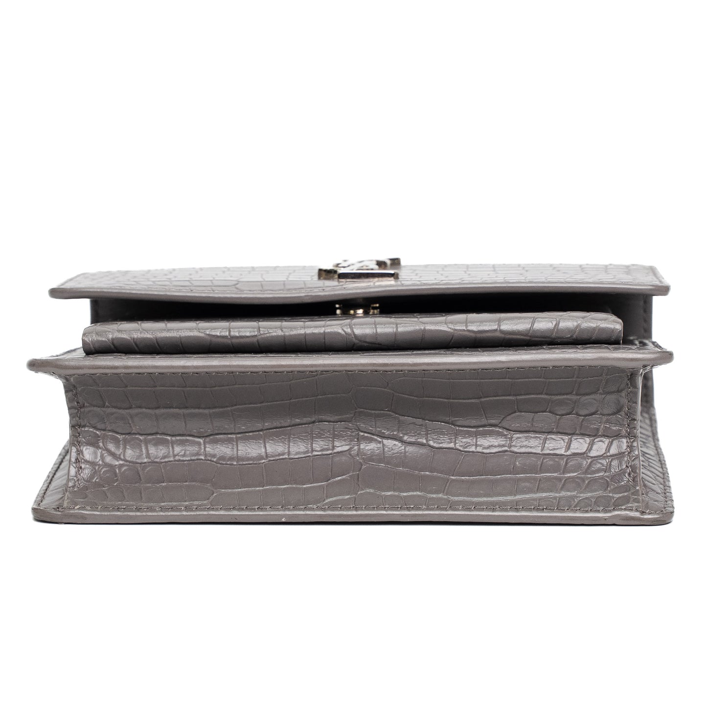 Saint Laurent Sunset Grey Croc Leather Bag