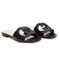 Gucci Interlocking G Black Leather Slide Sandals