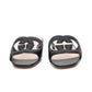 Gucci Interlocking G Black Leather Slide Sandals