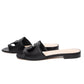 Gucci Interlocking G Black Leather Slide Sandals