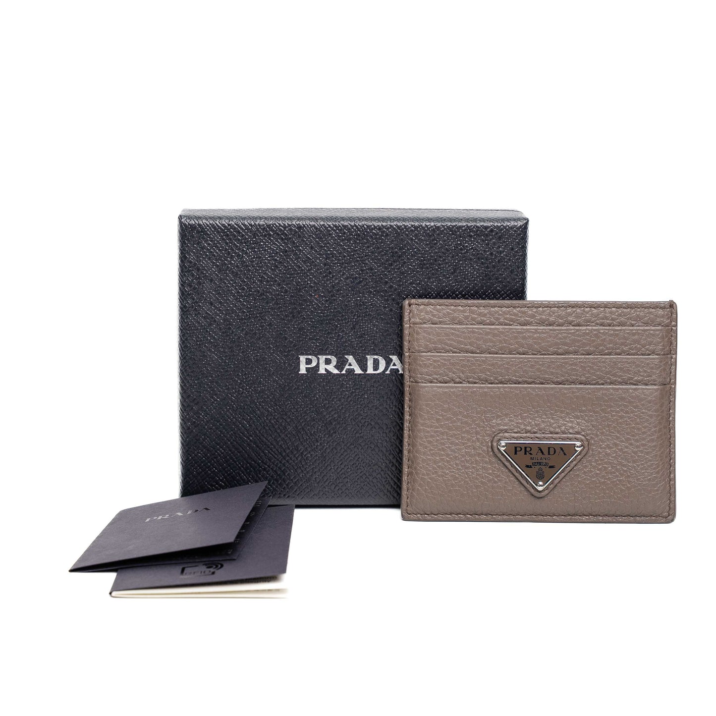 Prada Saffiano Leather Taupe Card Holder Wallet