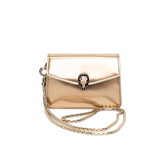 Bvlgari Serpenti Forever Metallic Gold Mini Crossbody Bag