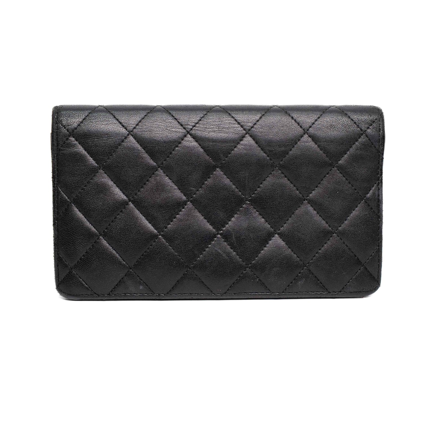 Chanel Black Quilted Lambskin Logo Wallet