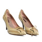 SHY Lace Detail Beige Leather Pumps Heels