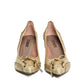 SHY Lace Detail Beige Leather Pumps Heels