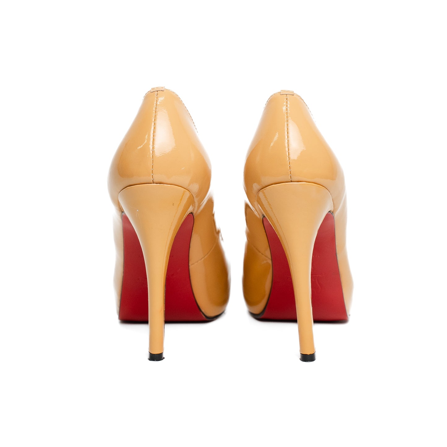 Christian Louboutin Nude Patent Platform Pumps Heels