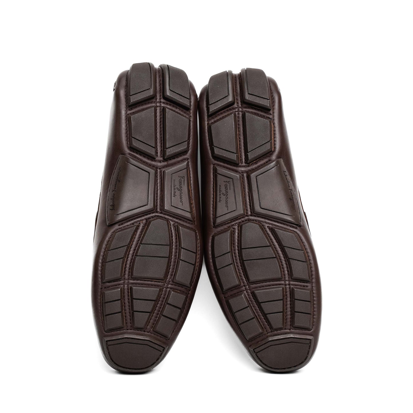 Salvatore Ferragamo Sardegna Brown Leather Driving Loafers