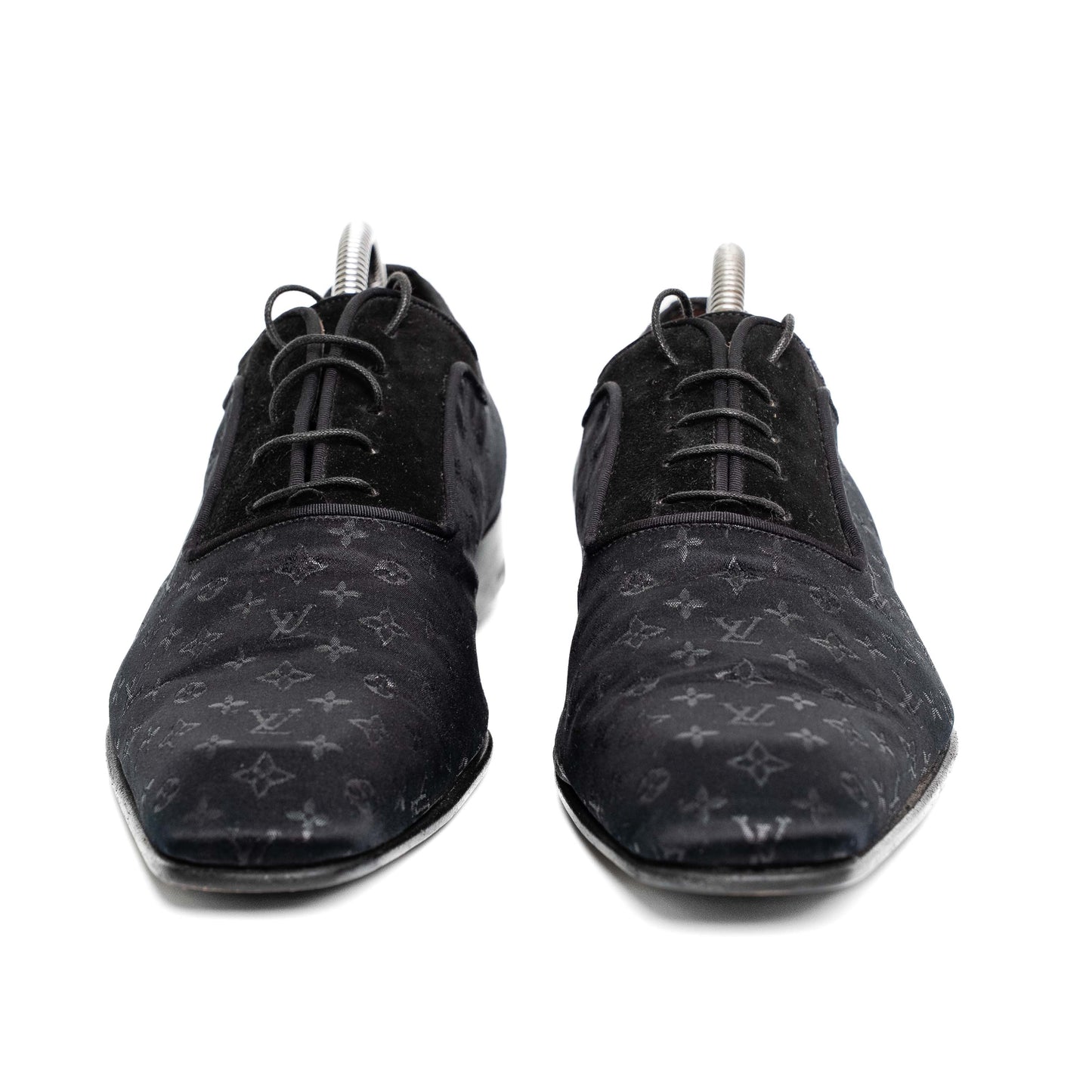 Louis Vuitton Monogram Silk Suede Lace-Up Dress Shoes