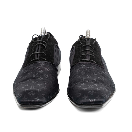 Louis Vuitton Monogram Silk Suede Lace-Up Dress Shoes