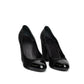 Chanel Black Satin Patent Cap Toe Heels