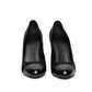 Chanel Black Satin Patent Cap Toe Heels