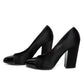 Chanel Black Satin Patent Cap Toe Heels