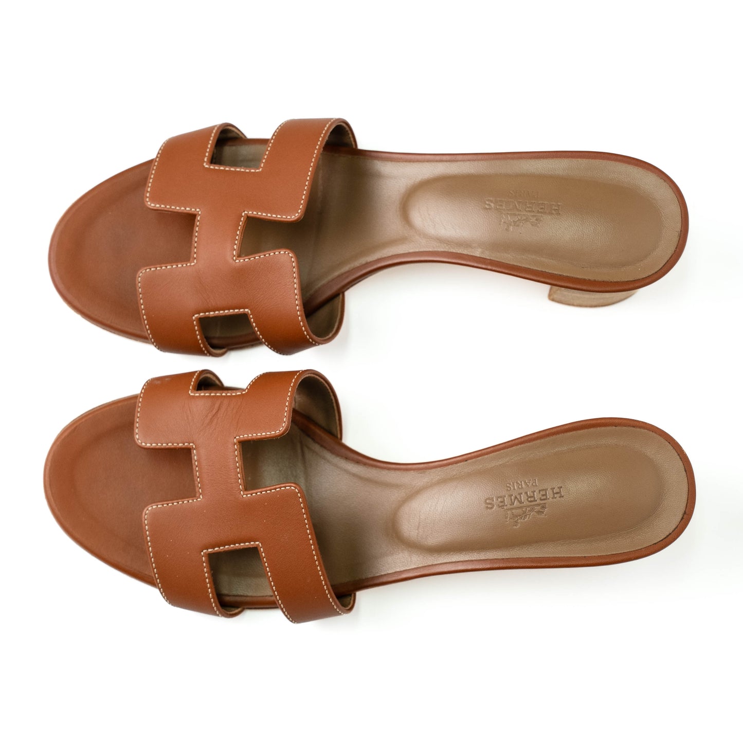 Hermès Oasis Brown Calfskin Leather Sandals