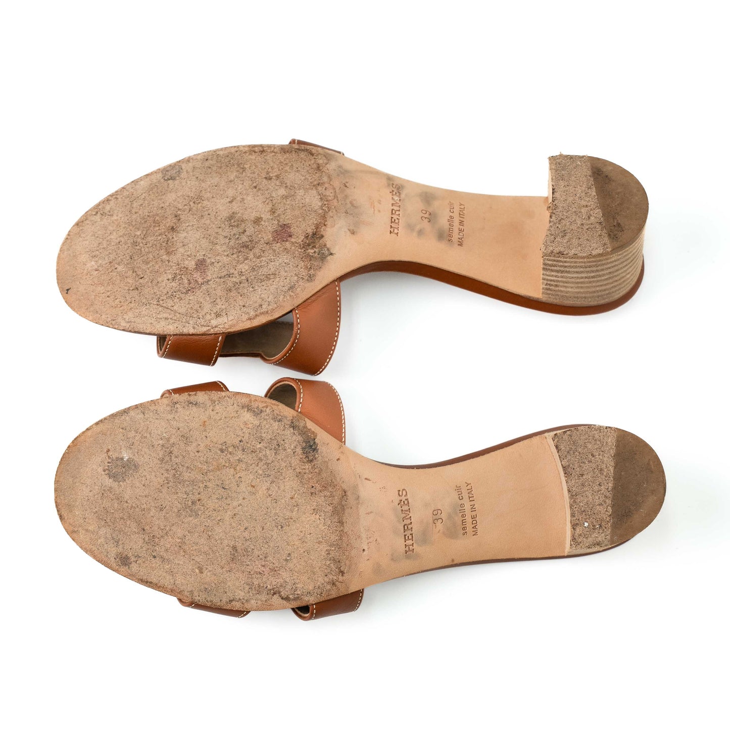 Hermès Oasis Brown Calfskin Leather Sandals