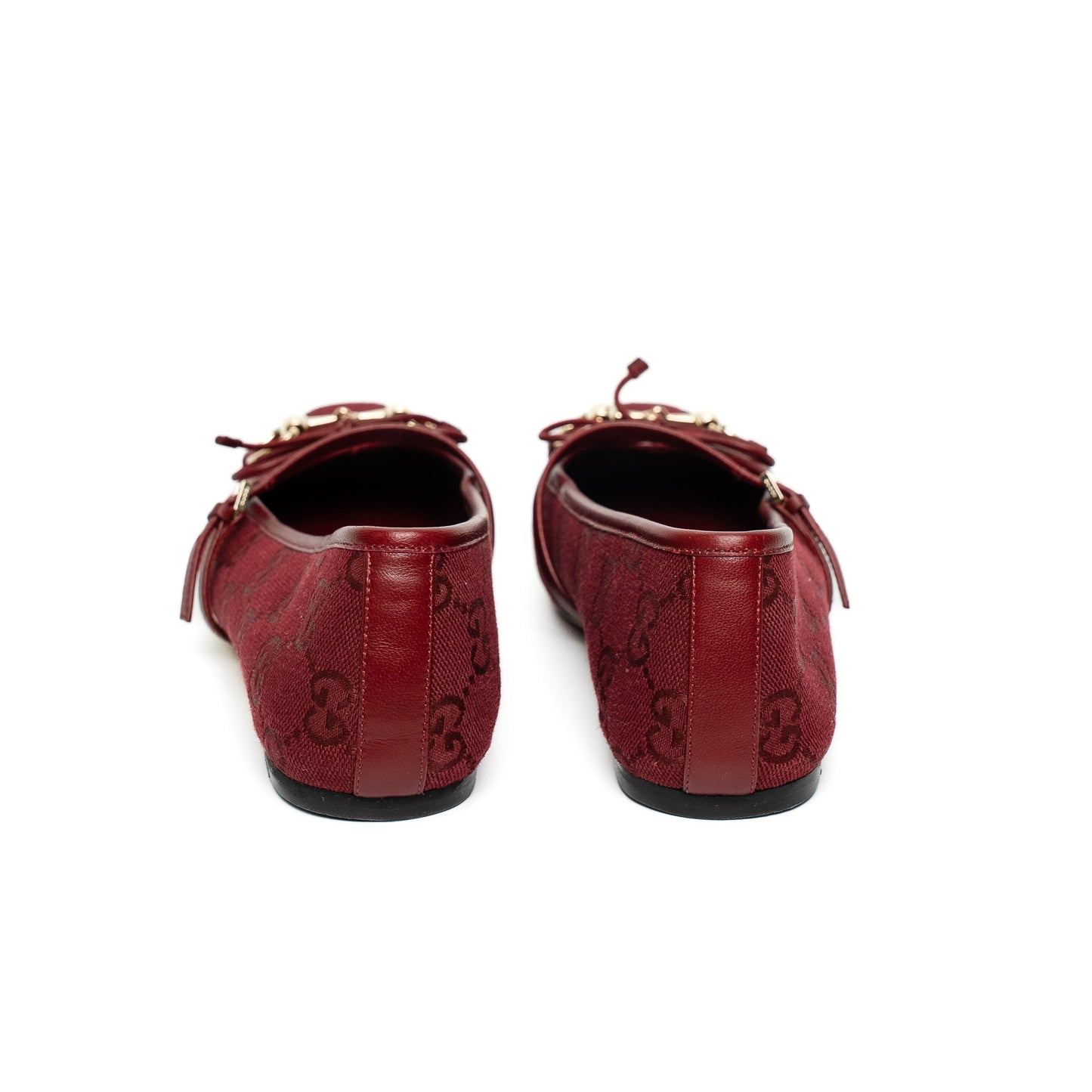 Gucci GG Jacquard Burgundy Mary Jane Flats
