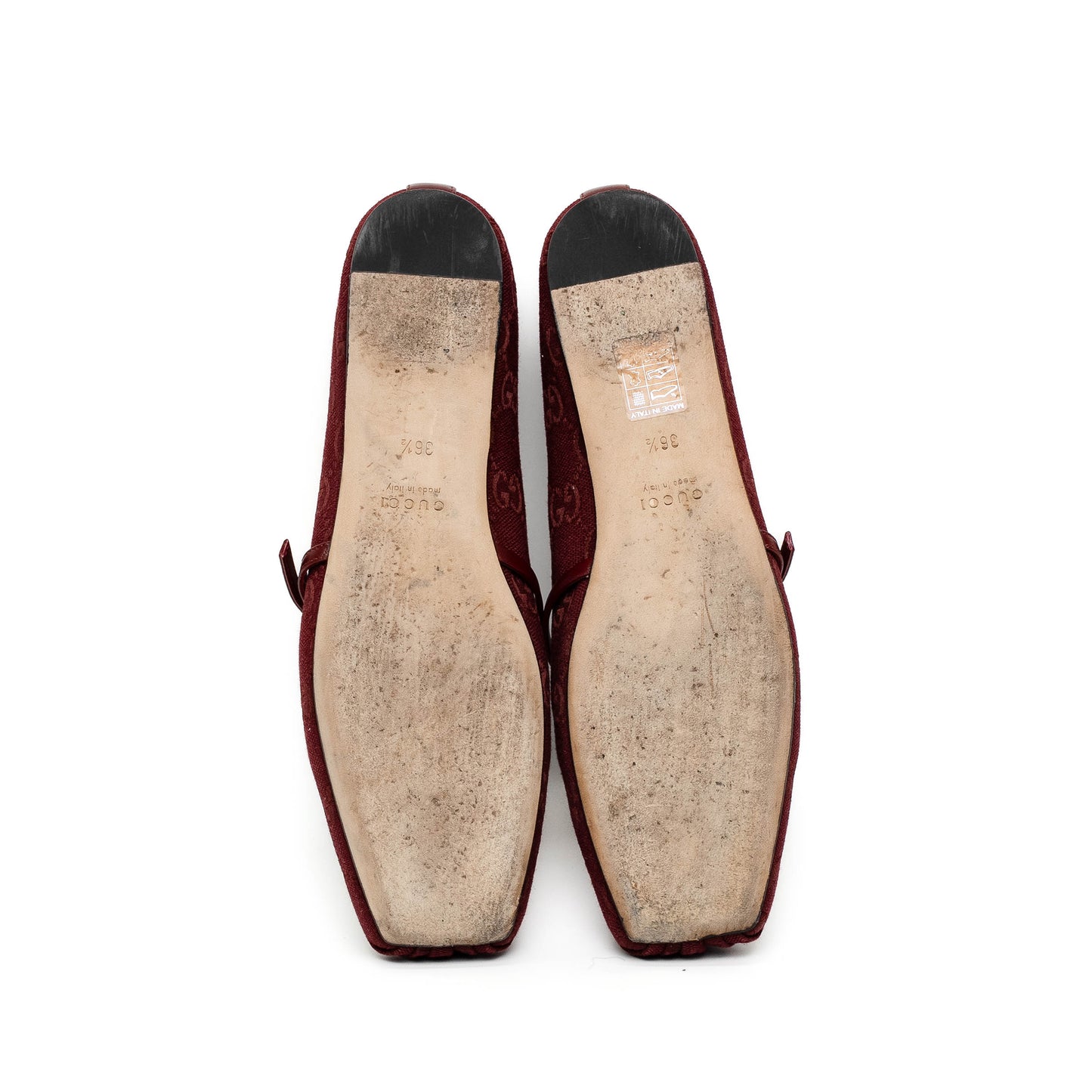 Gucci GG Jacquard Burgundy Mary Jane Flats