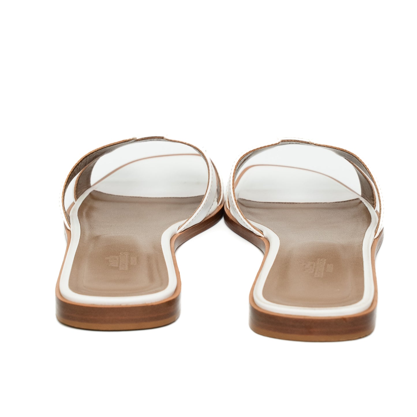 Hermès Oran White Calfskin Leather Slide Sandals