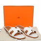 Hermès Oran White Calfskin Leather Slide Sandals