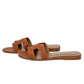 Hermès Oran Brown Calfskin Leather Slide Sandals