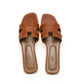 Hermès Oran Brown Calfskin Leather Slide Sandals