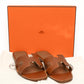 Hermès Oran Brown Calfskin Leather Slide Sandals