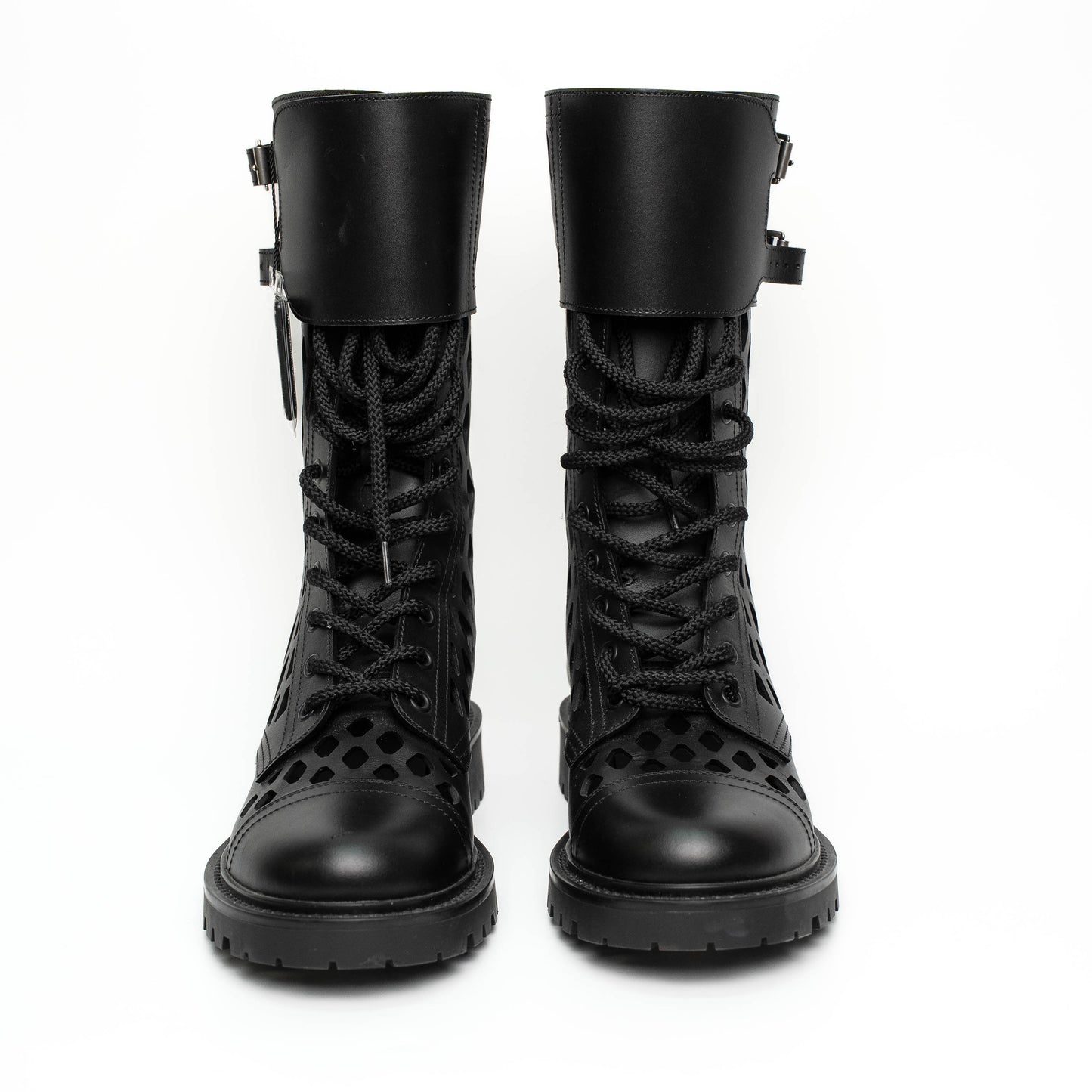 Christian Dior Black Calfskin D-Combat Lace Boots