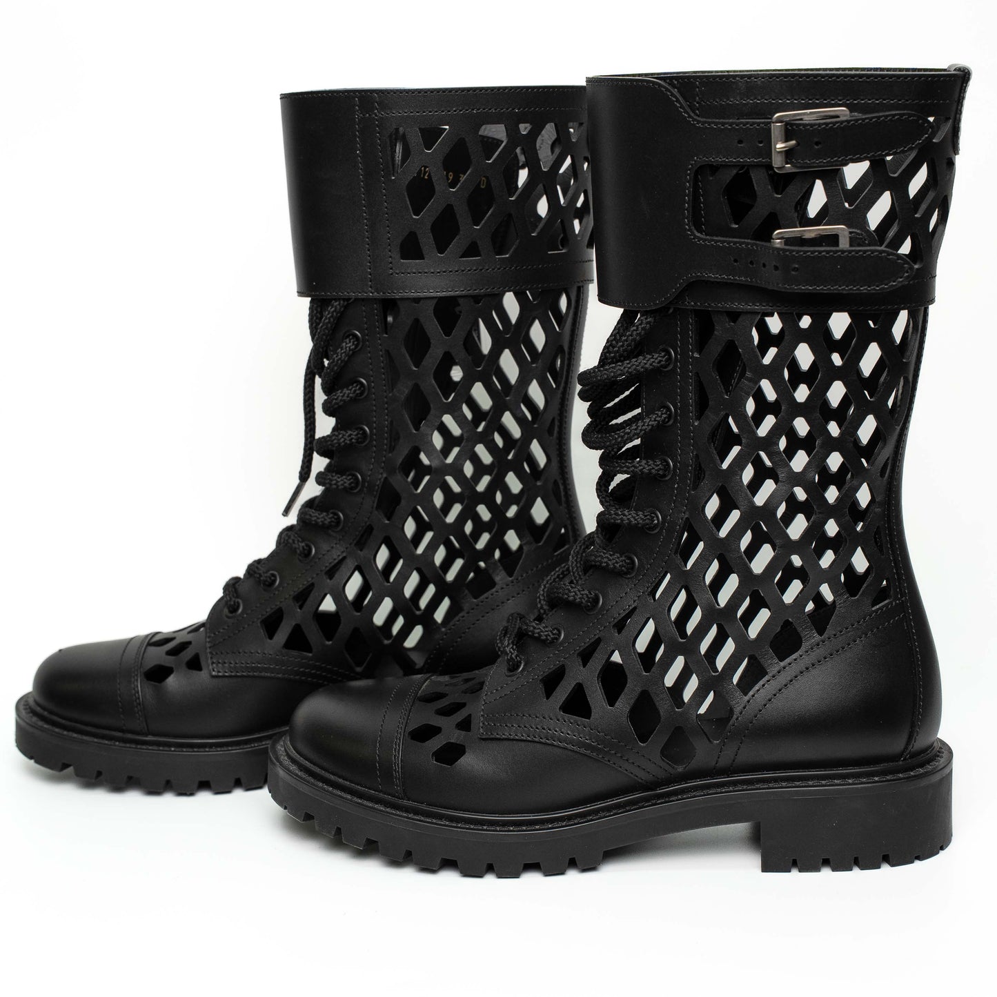 Christian Dior Black Calfskin D-Combat Lace Boots