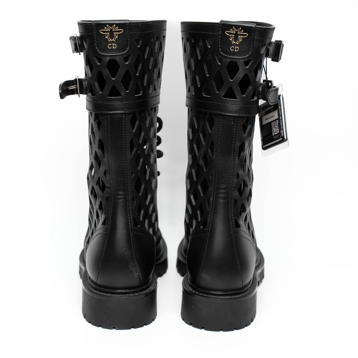 Christian Dior Black Calfskin D-Combat Lace Boots