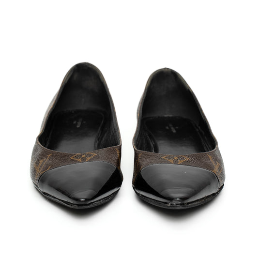 Louis Vuitton Monogram Patent Cap Toe Flats