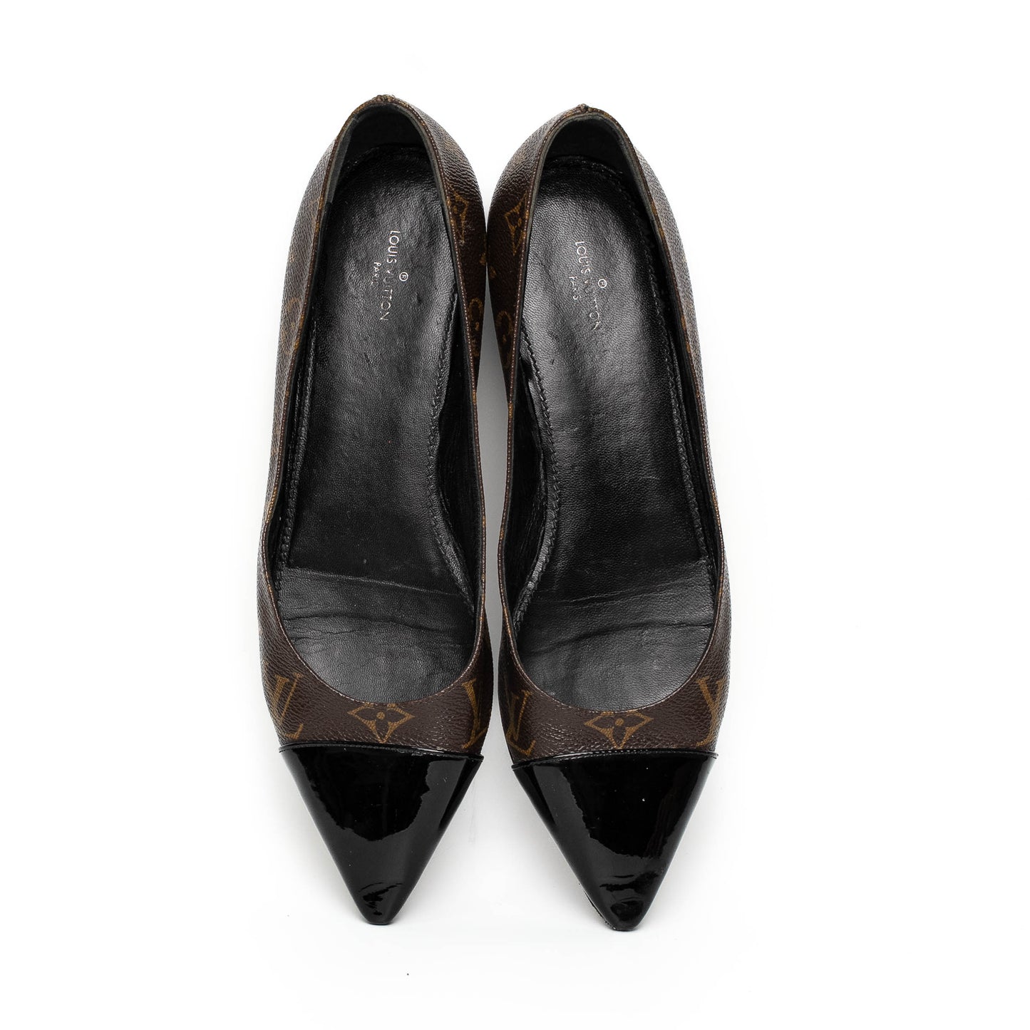 Louis Vuitton Monogram Patent Cap Toe Flats