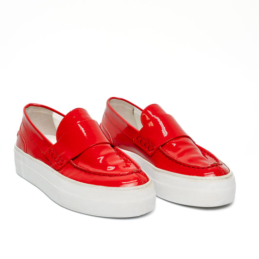 Moncler Red Patent Leather Platform Loafer Sneakers