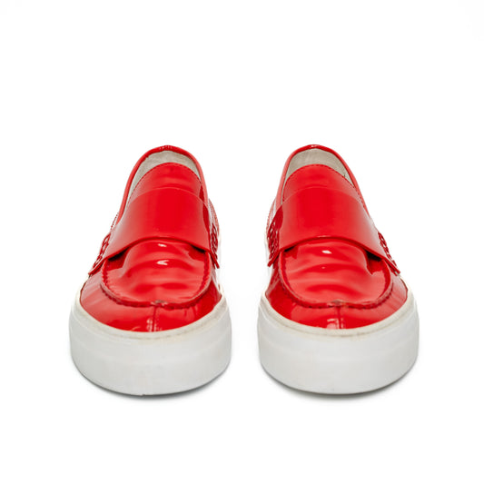 Moncler Red Patent Leather Platform Loafer Sneakers